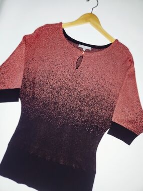 NY Collection Color Block Metallic Top Size Medium